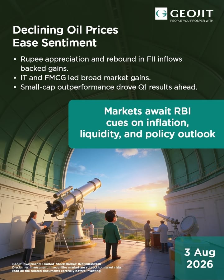 Falling crude prices, stronger FII inflows, and a resilient rupee lifted market sentiment, with IT and FMCG leading the gain...