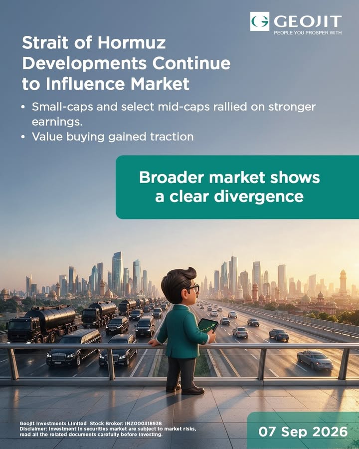  Large caps remained influenced by Strait of Hormuz developments, while small and select mid caps rallied on stronger ea...