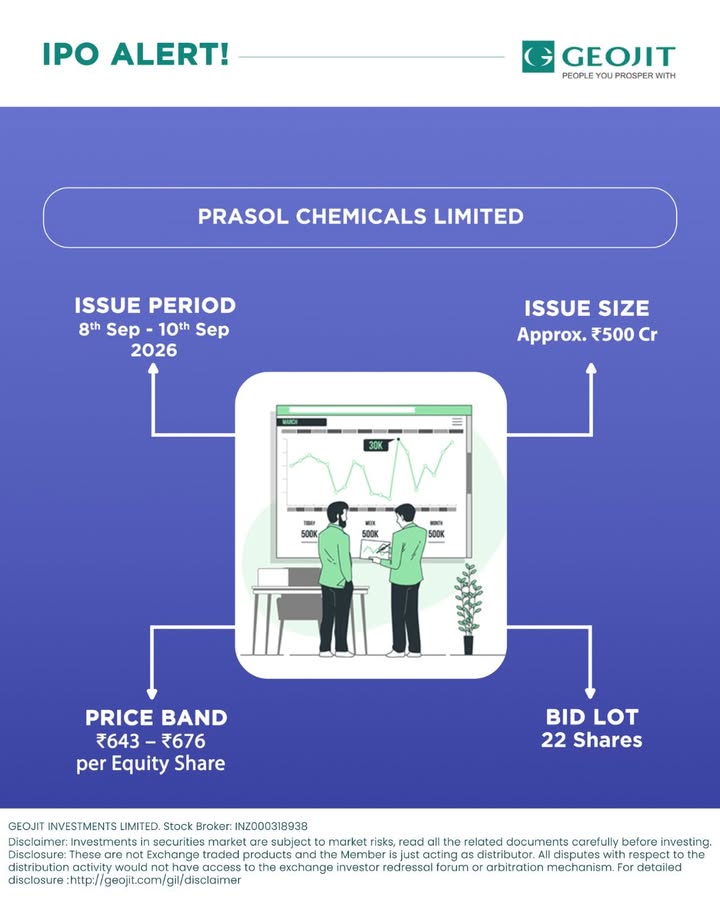 PRASOL CHEMICALS LIMITED Public Issue of Equity Shares Prasol Chemicals Limited is a specialty chemicals manufacturer offer...