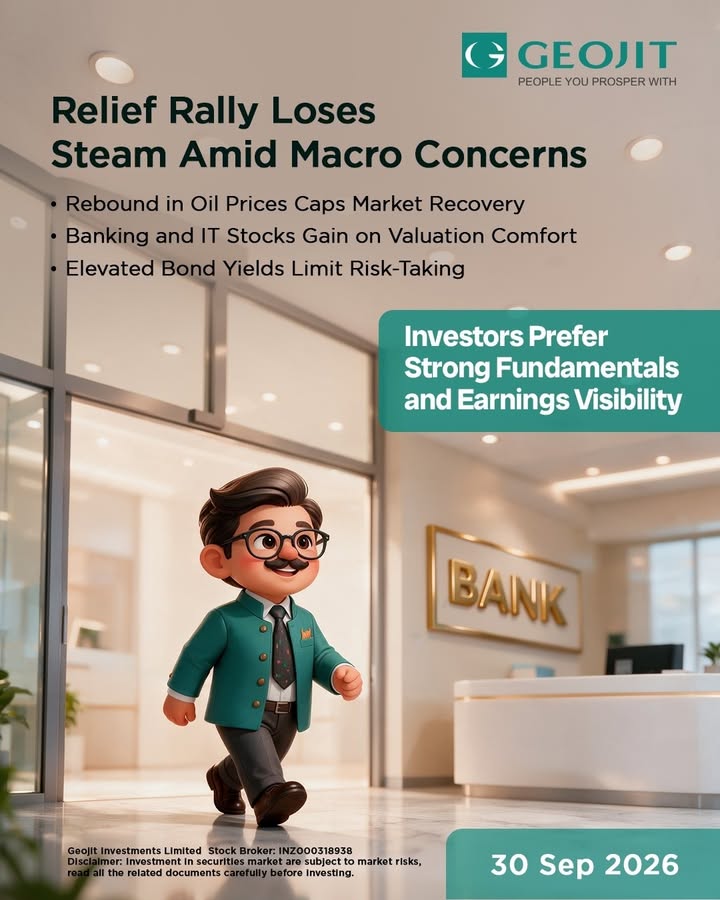  The recent relief rally lost momentum amid profit booking and a rebound in crude oil prices