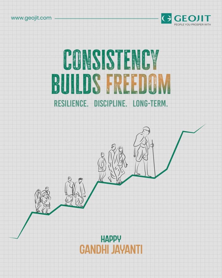 Great change begins with small, consistent steps. Happy Gandhi Jayanti GandhiJayanti Geojit InvestWithPurpose