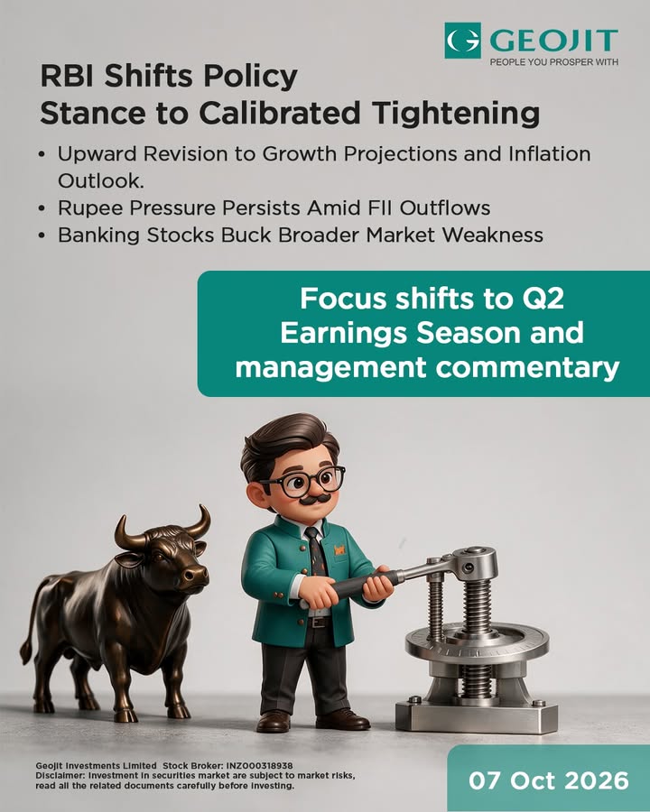  Markets reacted to the RBI s shift from a neutral stance to calibrated tightening, while rising U.S