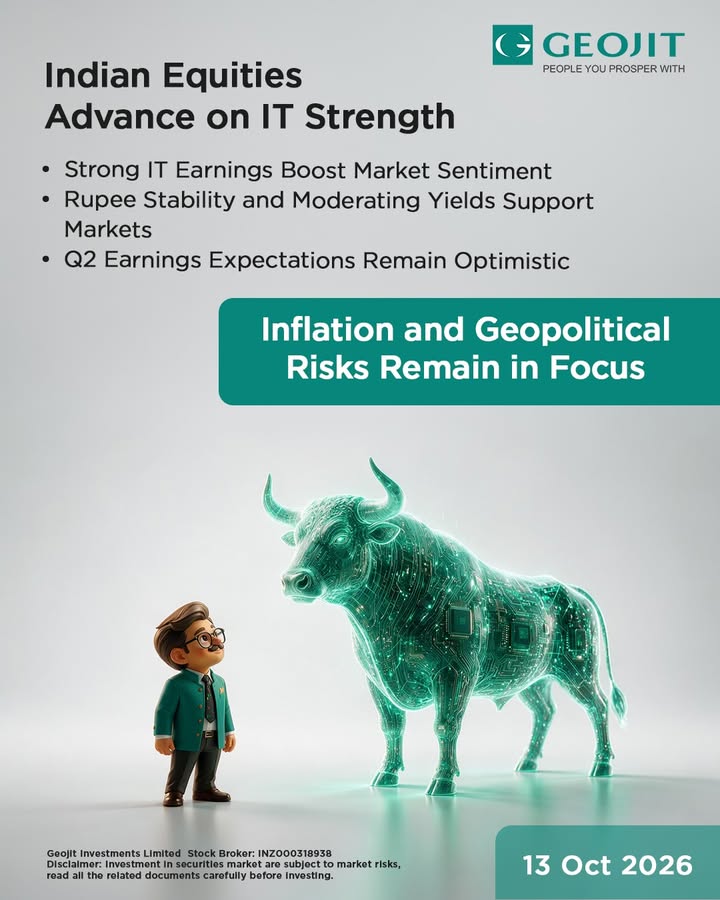  Indian equities advanced as stronger than expected IT earnings boosted confidence in corporate profit growth and suppor...