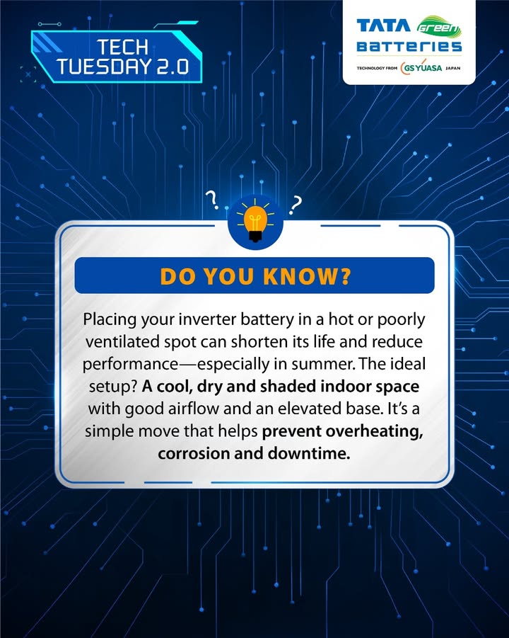 When the temperature rises, so does the strain on your inverter battery. Poor ventilation and moisture can quietly impact its performance and service life. Keep it cool, dry and elevated to ensure reliable backup all summer long When the temperature rises, so does the strain on your inverter battery