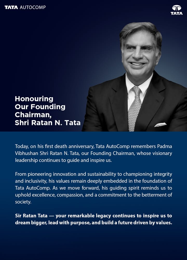 Remembering Ratan N. Tata Sir, a leader whose vision, humility, and unwavering integrity continue to guide us