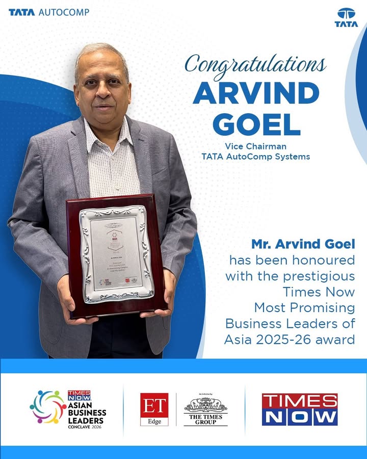 Wishing Mr. Arvind Goel, Vice Chairman, TATA AutoComp Systems Ltd, congratulations on this prestigious recognition