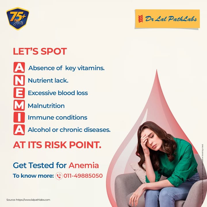 Don t ignore the signs of Anemia. Visit us today to get your Anemia screening at Dr Lal PathLabs