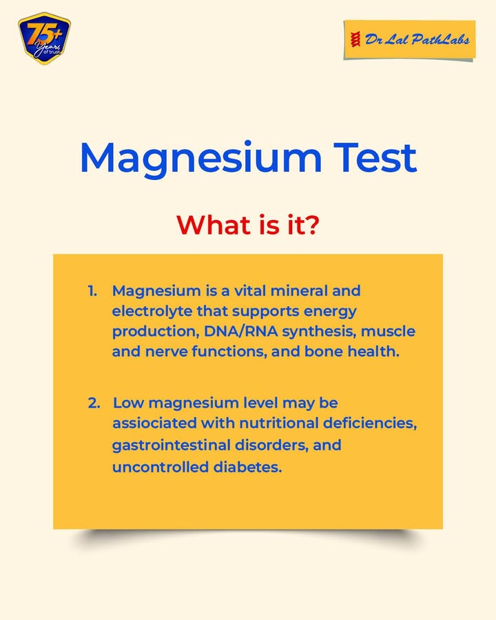 Experiencing fatigue, muscle cramps, or irregular heartbeat A Magnesium Test can help detect deficiencies linked to nutriti...