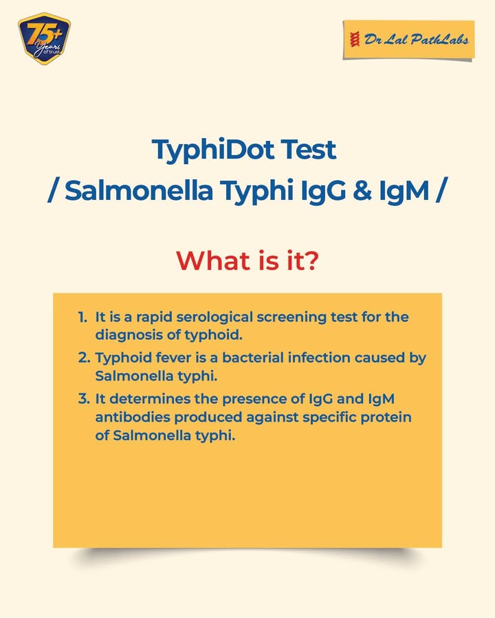 Persistent fever Time to check for Typhoid The TyphiDot Test screens for Salmonella typhi infection