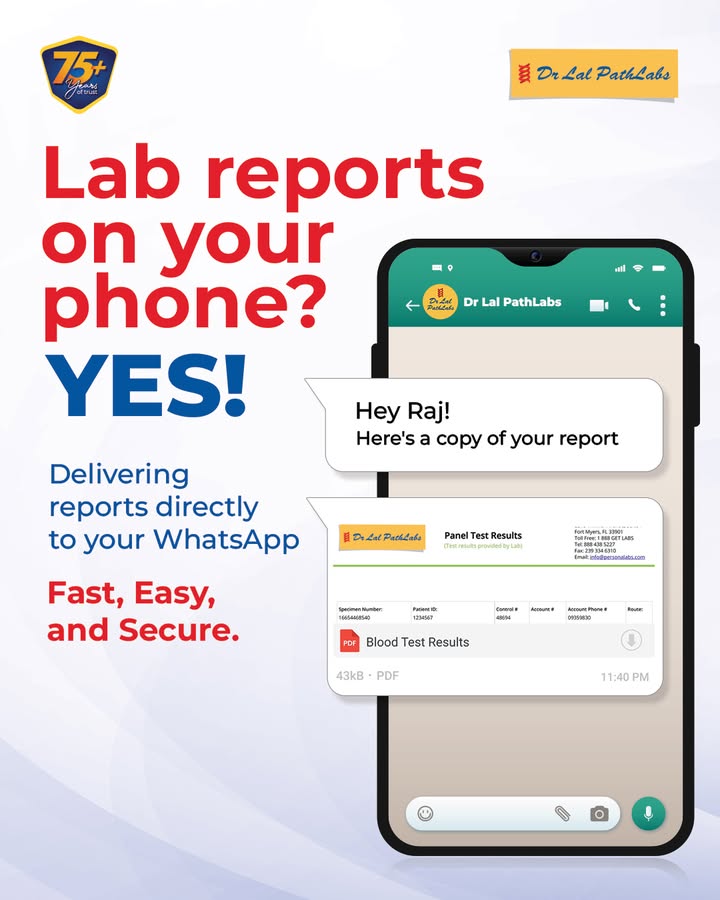 Get your Dr. Lal PathLabs lab reports directly on your WhatsApp