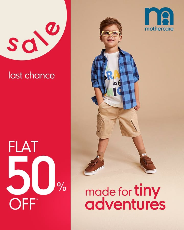Ready for play, packed with style. Find adventure ready outfits for him at flat 50 off in the End of Season Sale. MothercareIndia EndOfSeasonSale WeKnowParenting Ready for play, packed with style. Find adventure ready outfits for him at flat 50 off in the End of Season Sale