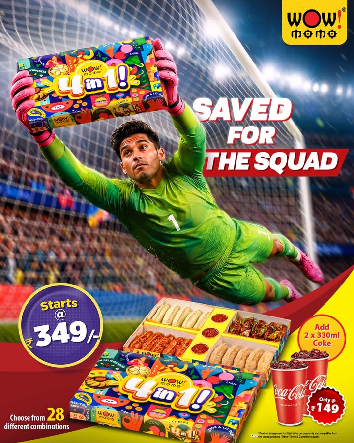 One save. Four flavours. Introducing the all new Wow Momo 4 in 1 Box 20 pieces. 28 combinations