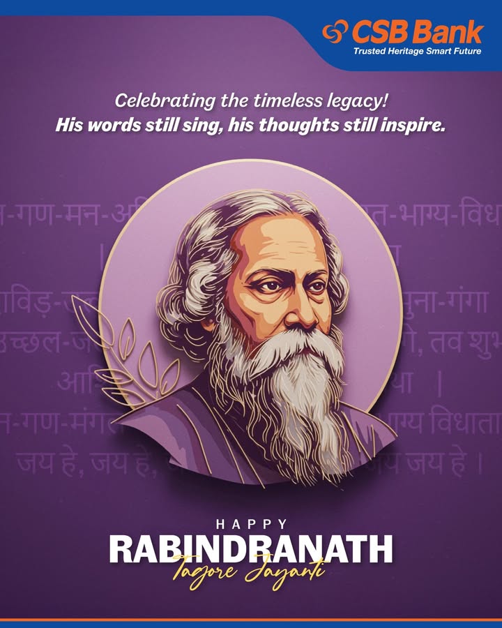 Honoring the timeless legacy of Rabindranath Tagore a poet, philosopher visionary whose words still sing, thoughts sti...