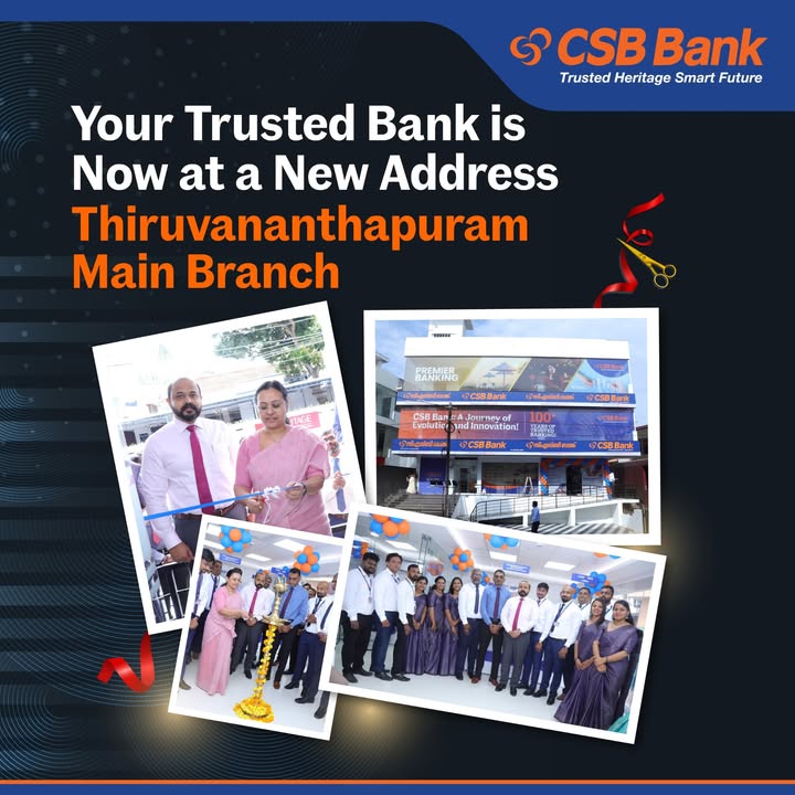 The doors are open to a newly relaunched CSB Bank branch in Thiruvananthapuram Step in and experience our refreshed space...