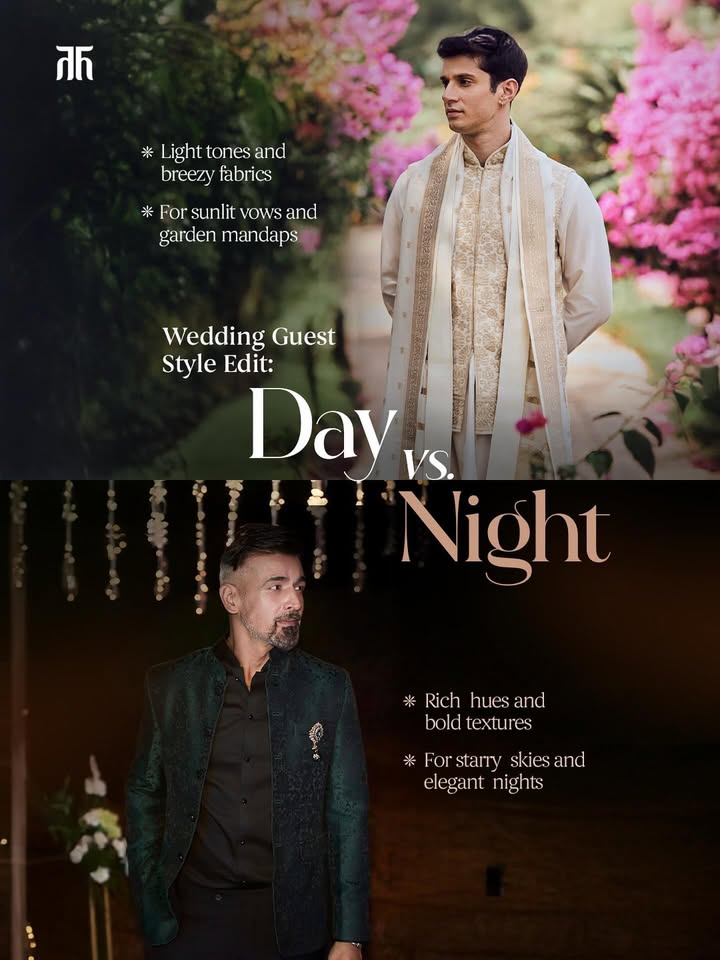 Light fabrics for vows under the sun, rich textures for evenings under the stars