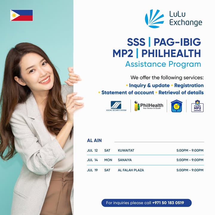, For your SSS, PhilHealth and Pag IBIG MP2 inquiries, please visit our branches on the following dates and times , For your SSS, PhilHealth and Pag IBIG MP2 inquiries, please visit our bra...