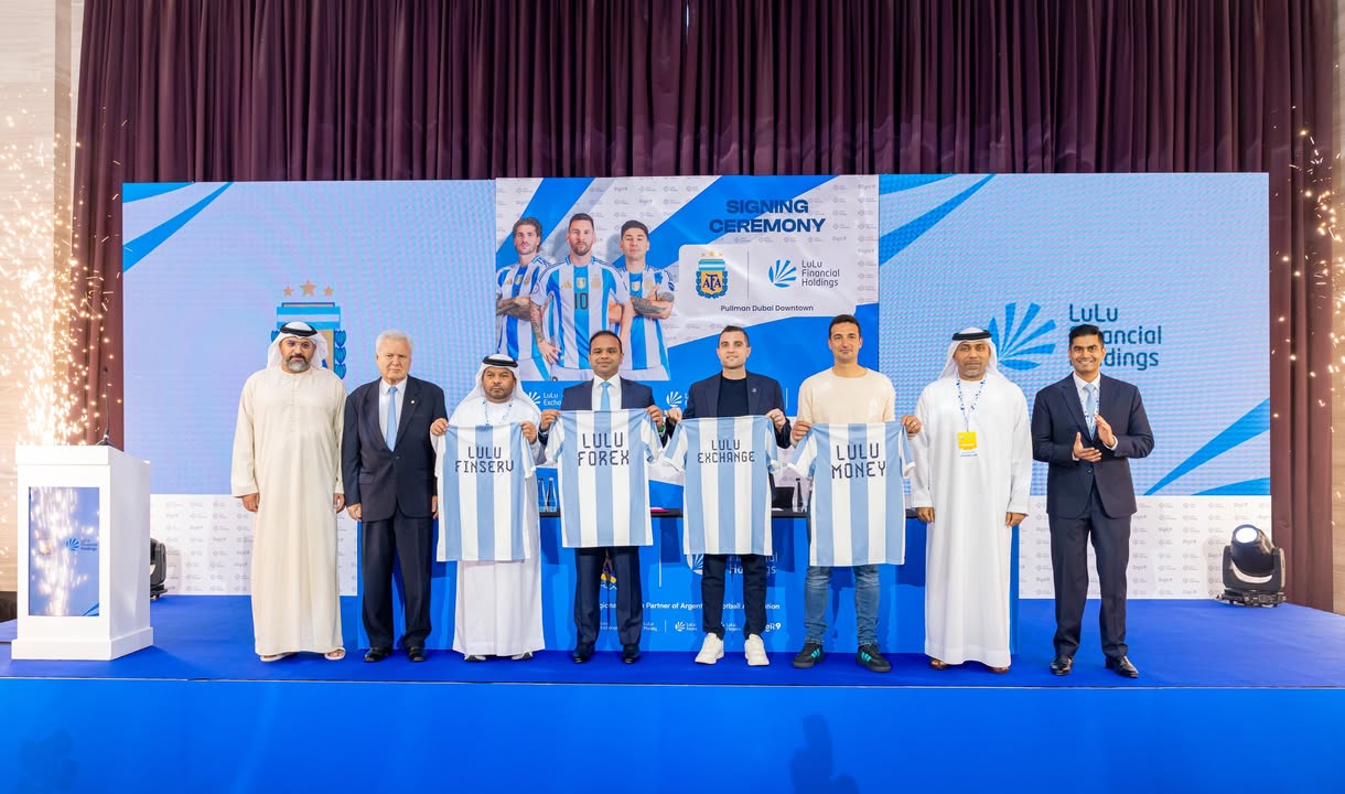 A moment of pride The leaders from the world of sports and business come together for the official jersey reveal ceremony, celebrating the partnership between LuLu Financial Holdings and the Argentine Football Association AFA A moment of pride The leaders from the world of sports and business come together for the official jersey reveal ceremony, ...