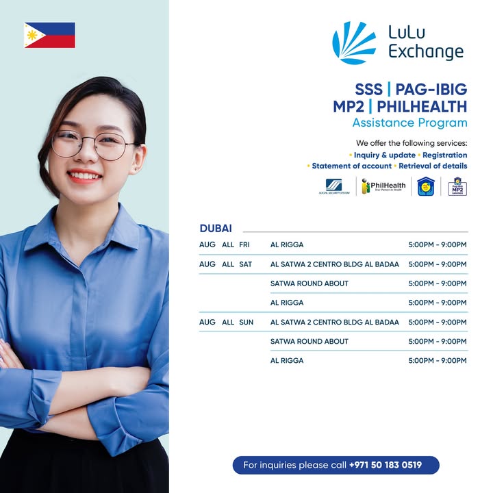  , For your SSS, PhilHealth and Pag IBIG MP2 inquiries, please visit our bra...
