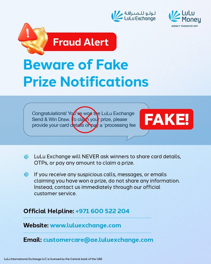  Fraud Alert Beware of Fake Prize Notifications As part of our ongoing Send Win Campaign, we are awar...
