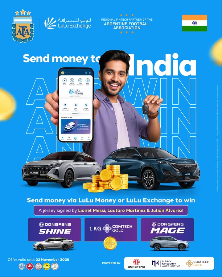 Send Money to India Win Big with LuLu Exchange Send money via the LuLu Money App or any LuLu Exchange branch before 22nd Nov 2025 and stand a chance to win Dongfeng Shine Over 260 winners will get ComTech Gold through fortnightly draws ... Send Money to India Win Big with LuLu Exchange Send money via the LuLu Money App or any LuLu Exchange branch befo...