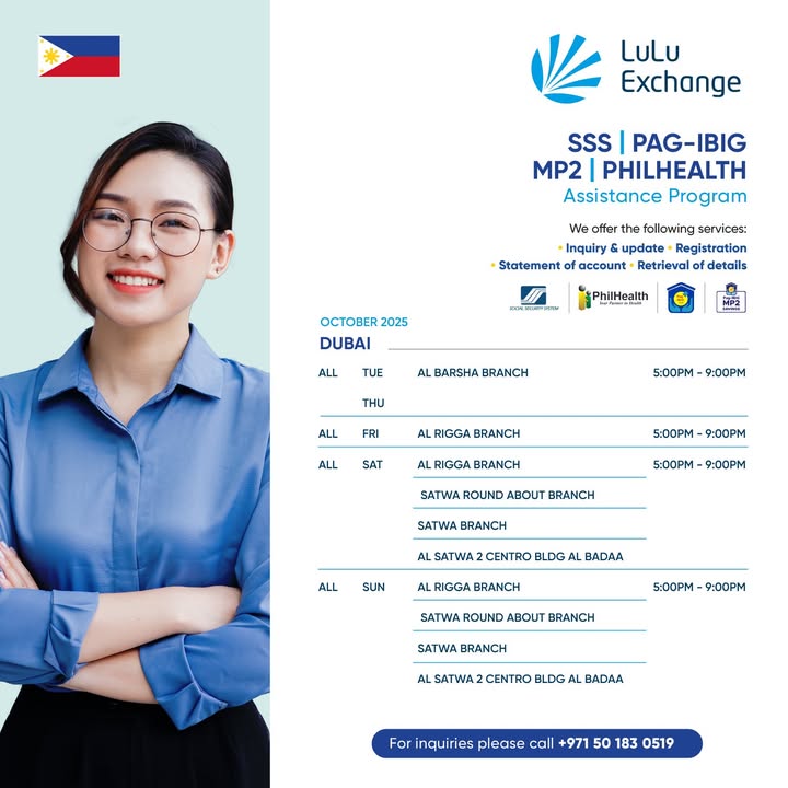 , For your SSS, PhilHealth and Pag IBIG MP2 inquiries, please visit our branches on the following dates and times , For your SSS, PhilHealth and Pag IBIG MP2 inquiries, please visit our bra...