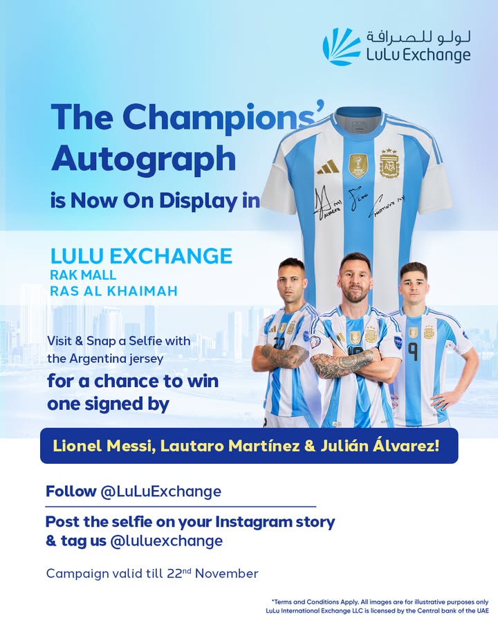Hop into LuLu Exchange at LuLu Exchange RAK MALL RAS AL KHAIMAH and snap a selfie with the jersey Post it, tag LuLuExchang...