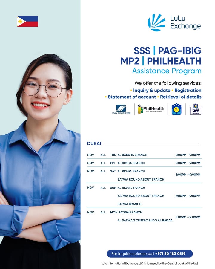  , For your SSS, PhilHealth and Pag IBIG MP2 inquiries, please visit our bra...