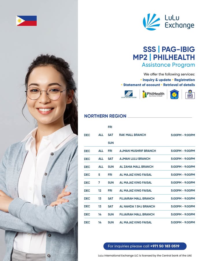  , For your SSS, PhilHealth and Pag IBIG MP2 inquiries, please visit our bra...