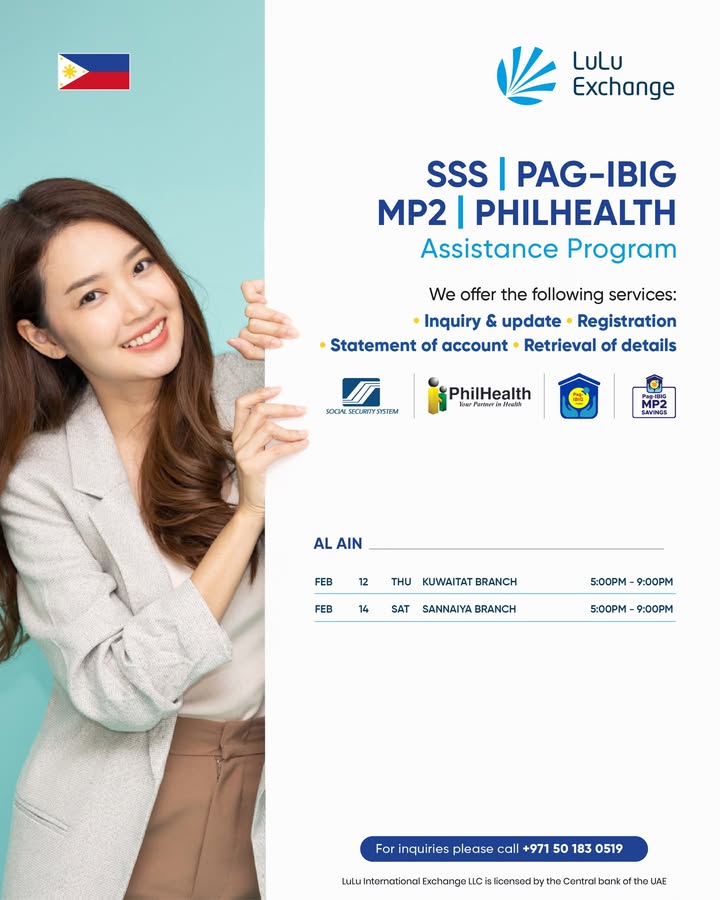 Dear Kabayans, For your SSS, PhilHealth and Pag IBIG MP2 inquiries, please visit our branches on the following dates and ti...