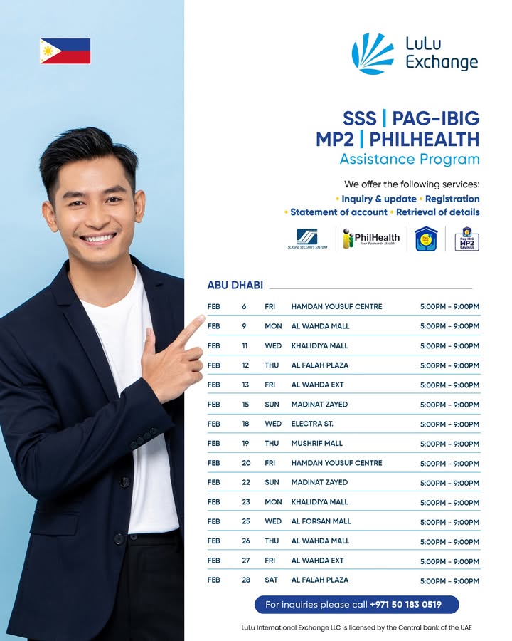 Dear Kabayans, For your SSS, PhilHealth and Pag IBIG MP2 inquiries, please visit our branches on the following dates and ti...