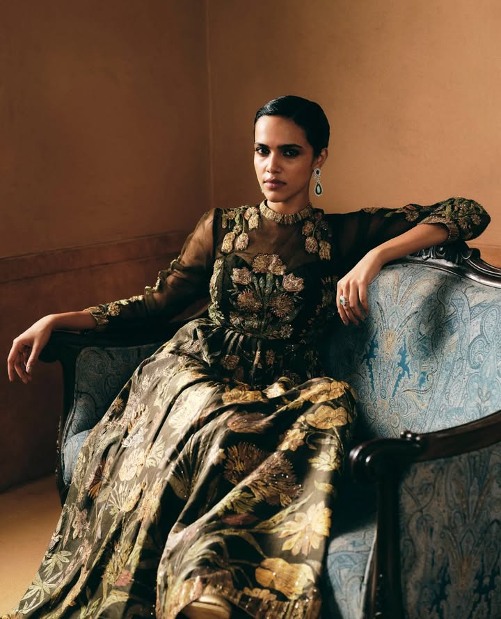 From the Ritu Kumar Wedding Collection, the Antique Floral dress draws inspiration from Assamese raffia craft and Parisian w...