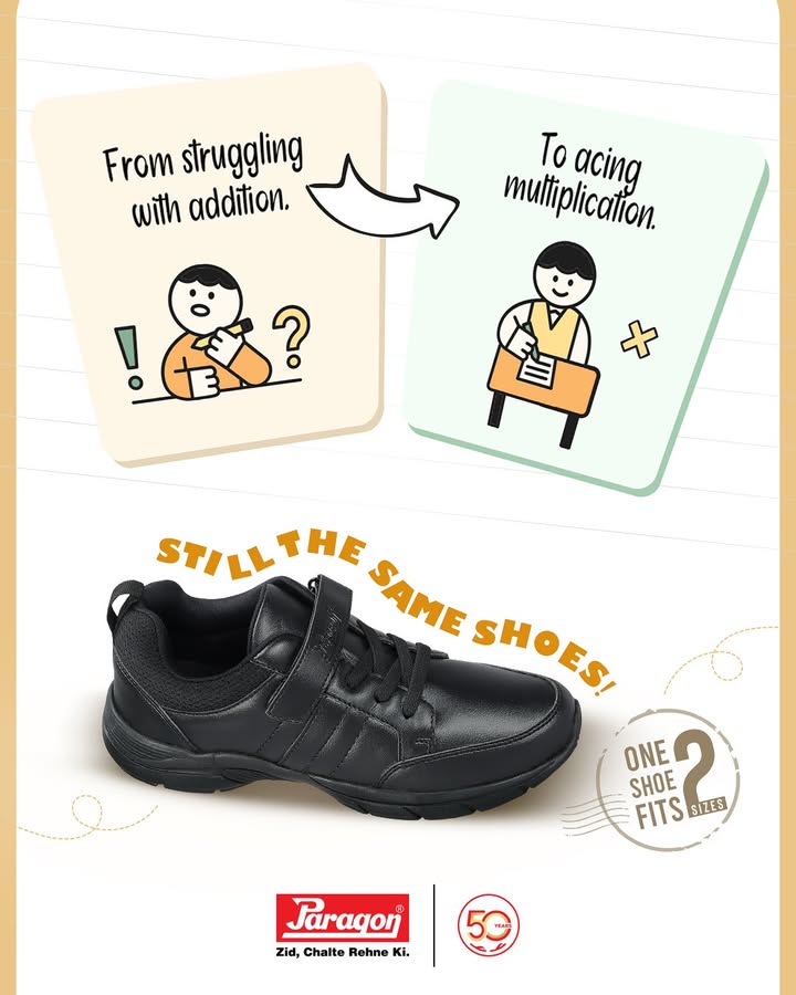 Each school year nurtures growth in courage, in skills, and even in shoe size. Introducing Paragons limited edition dual size school shoes, built to accommodate one size up as your child grows Each school year nurtures growth in courage, in skills, and even in shoe size