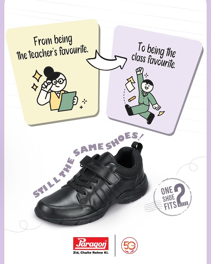 Every school year is a season of growth. From trying new things and finding strengths, to outgrowing old shoes. Introducing Paragons limited edition dual size school shoes, built to accommodate one size up as your child grows Every school year is a season of growth. From trying new things and finding strengths, to outgrowing old shoes