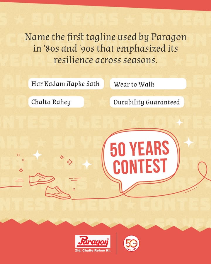 How well do you know your favourite footwear brand Participate in Paragons 50 years Contest and get a chance to win a Paragon Footwear by following the steps below Like, follow share this post on your story Comment your answer below . . How well do you know your favourite footwear brand Participate in Paragons 50 years Contest and get a chance to win a...