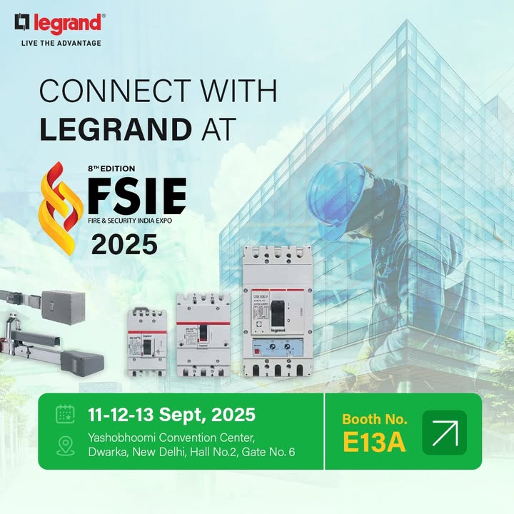 Dont miss the chance to connect with Legrand at Fire Security India Expo 2025. Register today and experience how our solutions, from MCCBs to Busbars, are powering safety and preventing hazards across industries Dont miss the chance to connect with Legrand at Fire Security India Expo 2025