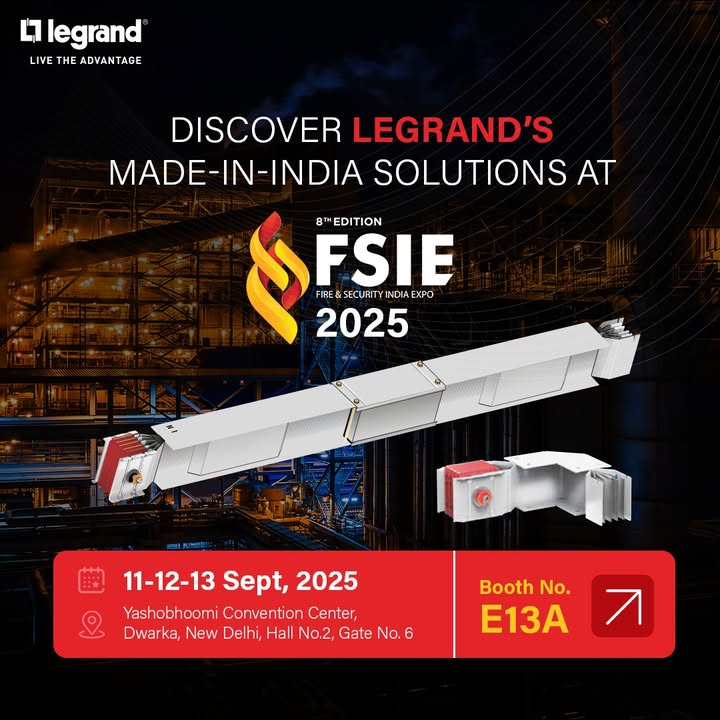 At Fire Security India Expo 2025, discover how Legrands innovations protect Indias infrastructure from electrical hazards. Featuring latest and advanced Power Protection products. Because when power is protected, a Surakshit Bharat becomes possible At Fire Security India Expo 2025, discover how Legrands innovations protect Indias infrastructure from electrical hazards