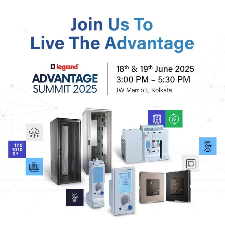 Mark the moment the Legrand Advantage Summit is heading to Kolkata Be part of an exclusive showcase where innovation, d...