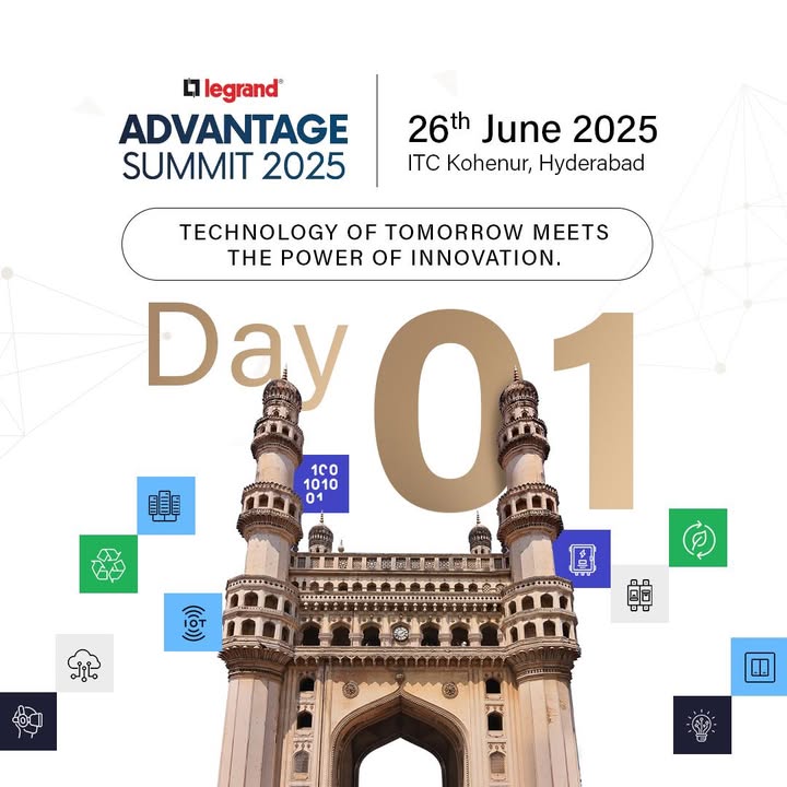 Day 1 of the Advantage Summit kicked off in Hyderabad, city of innovation, where Legrand introduced smarter, sharper solutions for tomorrows infrastructure Day 1 of the Advantage Summit kicked off in Hyderabad, city of innovation, where Legrand introduced smarter, sharper solutio...