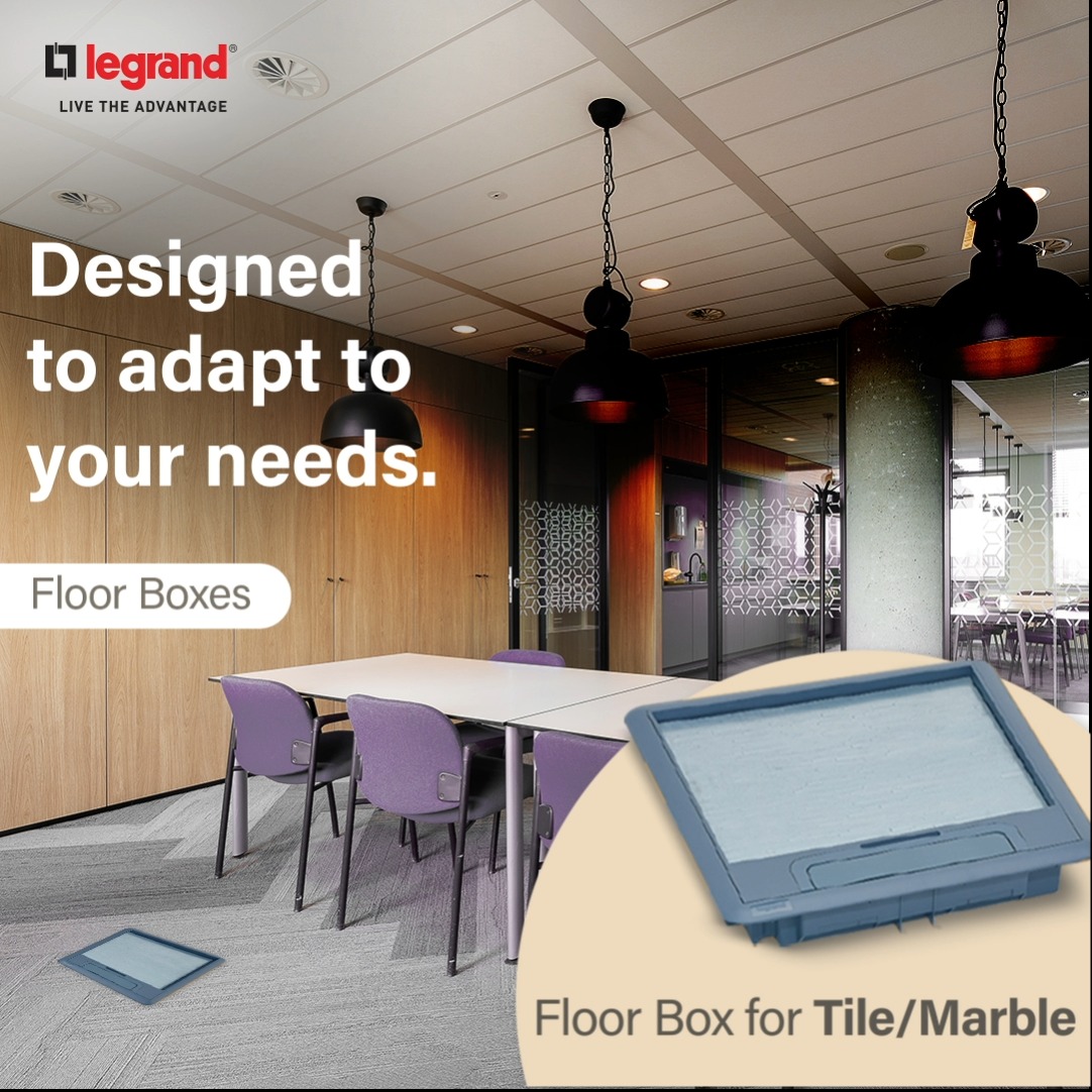 Legrand Floor Boxes ensure a clean, organized space with an adjustable cover that adapts to different screed thicknesses whi...