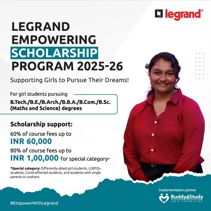 Legrand Empowering Scholarship Program 2025 26 is now open for applications Our flagship scholarship program is aimed at...
