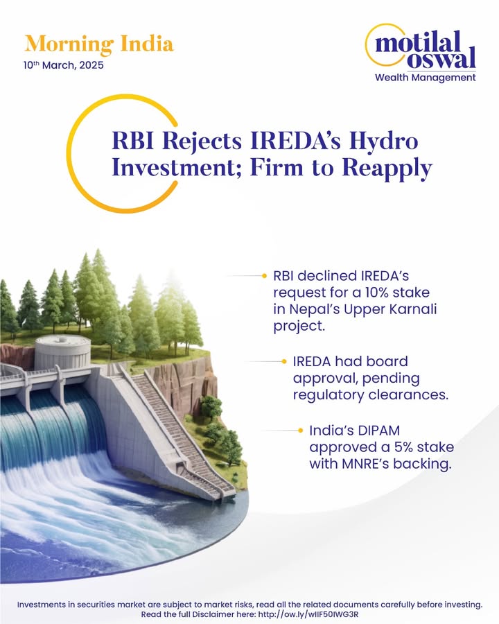  MorningIndia Your daily News tracker RBI Rejects IREDAs Hydro Investment Firm to Reapply India s housing f...