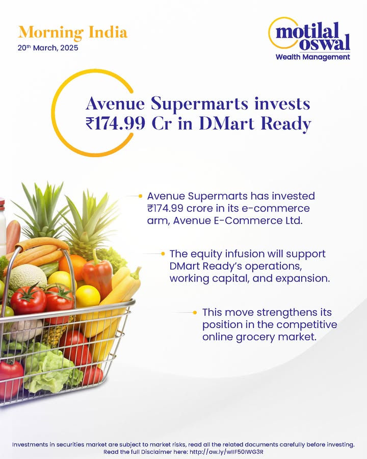  MorningIndia Your daily News tracker Avenue Supermarts invests 175 Cr in DMart Ready Hyundai to hike car...