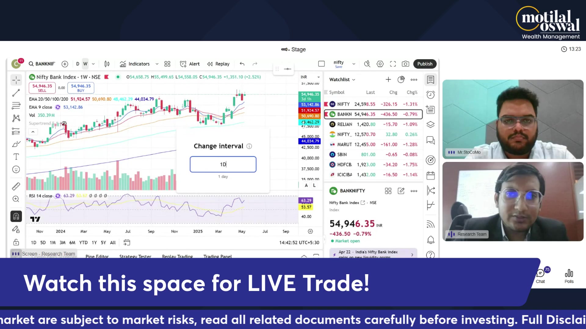 Join us every trading day for Motilal Oswal s Live Trading Session, where our market experts bring you Market Outlook St...