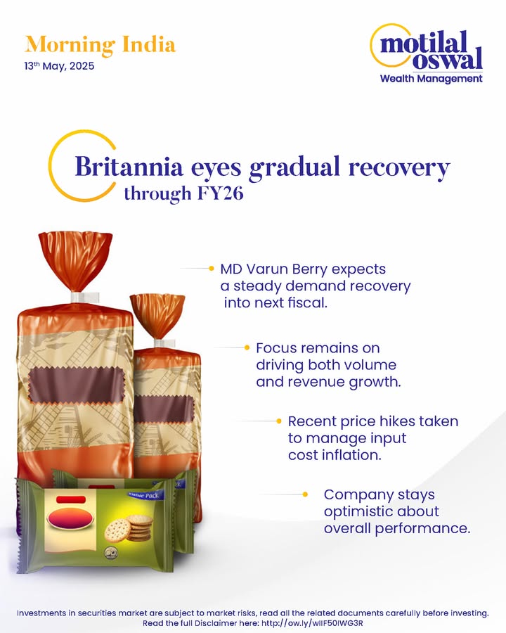 MorningIndia Your daily News tracker Britannia eyes gradual recovery through FY26 LTIMindtree seals record 450M deal with global giant Himadri Chem eyes 10 12 stake in US battery firm Disclaimer http ow MorningIndia Your daily News tracker Britannia eyes gradual recovery through FY26 LTIMindtree seals record 4...