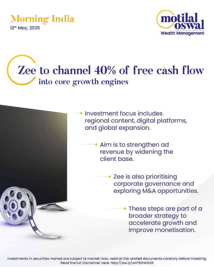 MorningIndia Your daily News tracker Zee to channel 40 of free cash flow into core growth engines RMBS debut on NSE may unlock 10,000 Cr in realty credit IPO delay, buyback uncertainty cloud Airtel Africas Q4 gains Canara Bank t... MorningIndia Your daily News tracker Zee to channel 40 of free cash flow into core growth engines RMBS debu...