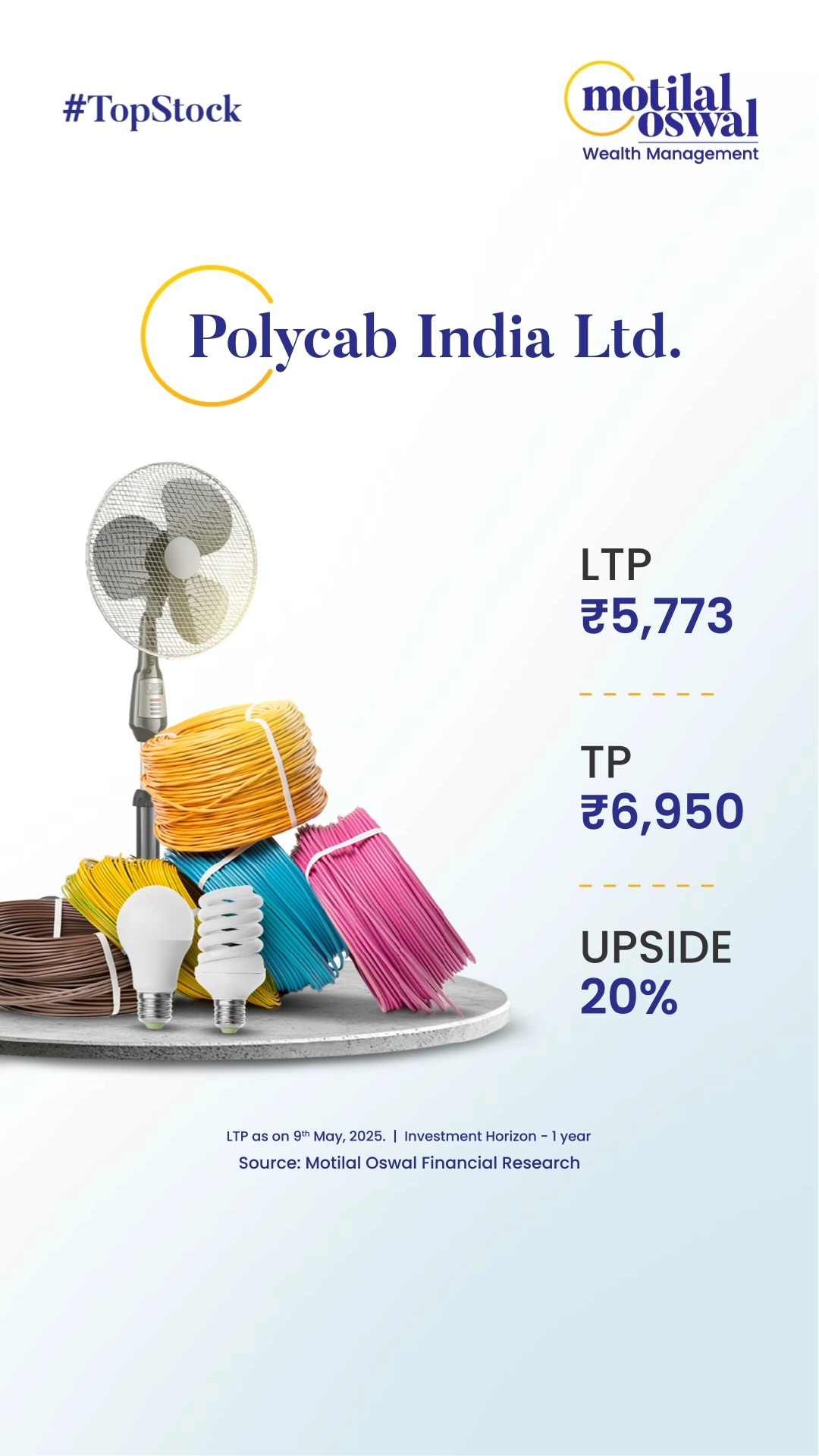 Polycab India Ltd. has a target price of 6,950 with a potential upside of 20 Disclaimer http ow