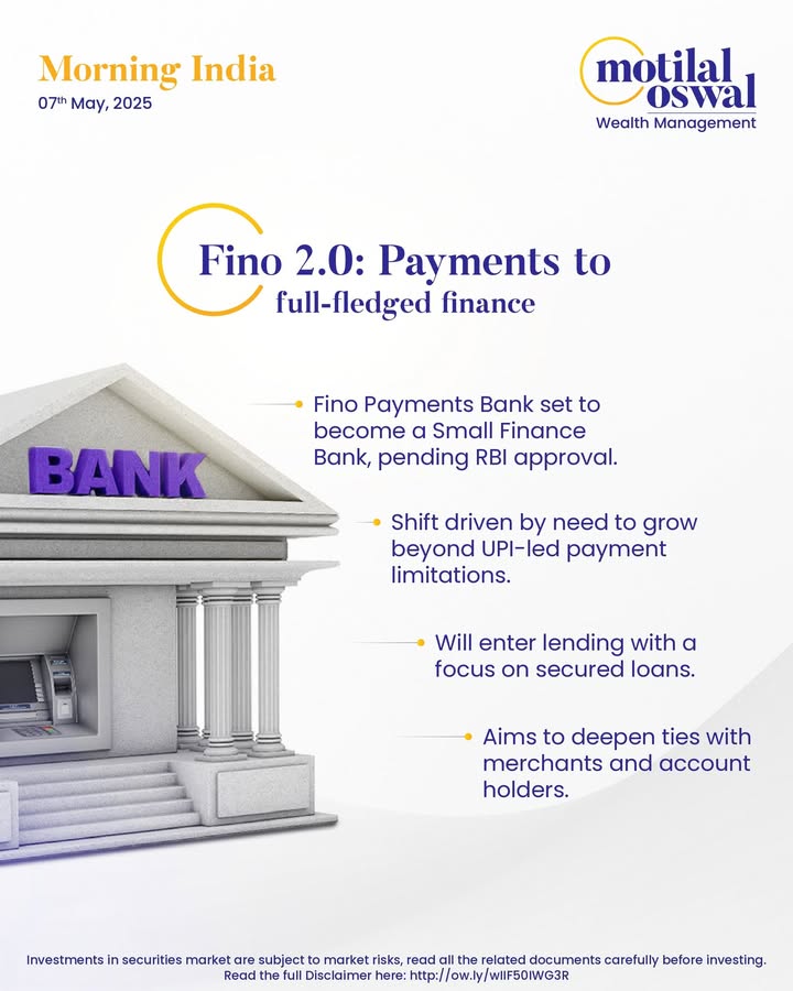MorningIndia Your daily News tracker Fino 2.0 Payments to full fledged finance Swiggy drops labels, doubles down on delivery D2M tech mears green light in India Disclaimer http ow MorningIndia Your daily News tracker Fino 2