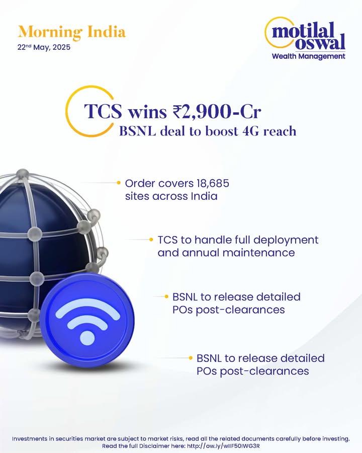 MorningIndia Your daily News tracker TCS wins 2,900 Cr BSNL deal to boost 4G reach Hindustan Zinc secures Andhra Pradesh tungsten block NBCC secures 162 Cr contract for interior work at World Trade Centre Disclaimer http o... MorningIndia Your daily News tracker TCS wins 2,900 Cr BSNL deal to boost 4G reach Hindustan Zinc secures ...
