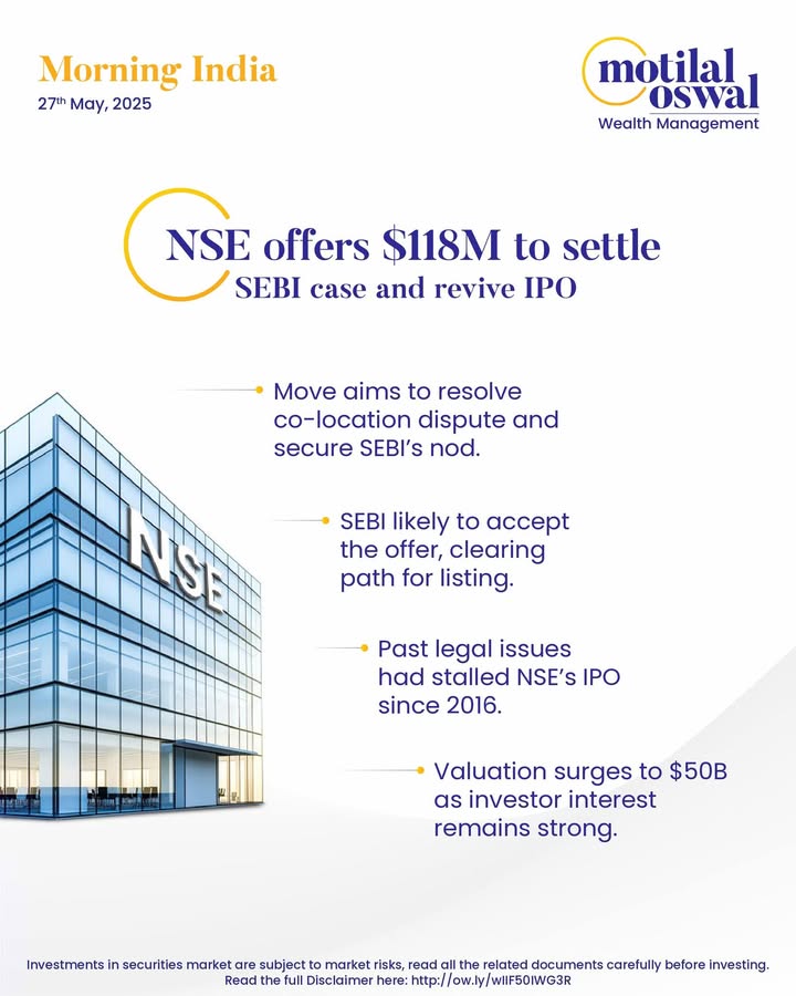 MorningIndia Your daily News tracker NSE offers 118M to settle SEBI case and revive IPO Adore Group to invest 800 crore in luxury housing in Faridabad ONGC led JV restarts crude oil production from PY 3 field Disclaimer http ... MorningIndia Your daily News tracker NSE offers 118M to settle SEBI case and revive IPO Adore Group to inves...