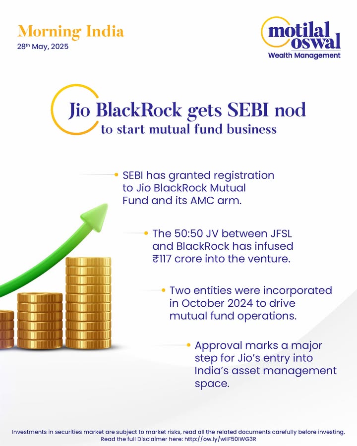 MorningIndia Your daily News tracker Jio BlackRock gets SEBI nod to start mutual fund business CRED to raise 75M at 45 lower valuation in GIC led round Park Hotels to add 250 rooms, targets double digit growth in FY26 Disclaimer ... MorningIndia Your daily News tracker Jio BlackRock gets SEBI nod to start mutual fund business CRED to raise ...